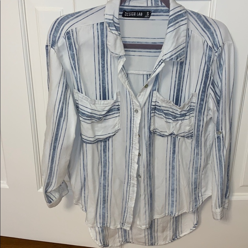 Design Lab Blue and White Button-Down